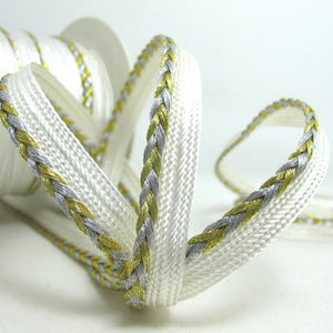 3 Yards 3/8 Inch Gold and Silver Braided Lip Cord Trim|Piping Trim|Pillow Trim|Cord Edge Trim|Upholstery Edging Trim