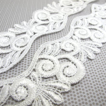 画像をギャラリービューアに読み込む, 1 3/4 Inches Wide Lace|White Floral|Embroidered Lace Trim|Bridal Wedding Materials|Clothing Ribbon|Hairband|Accessories DIY