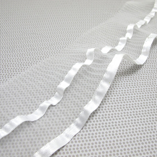 2 3/4 Inches White Pleated Trim|Extension Lace|Satin Lace|Nylon Lace|Doll Costume Making|Decorative Trim
