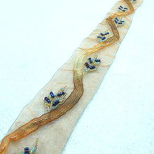 画像をギャラリービューアに読み込む, Brown Bead Sequined Hand Sewn Ribbon Trim|Embroidered Chiffon Trim|Vintage Decor Embellishment Costume Making DIY Supplies