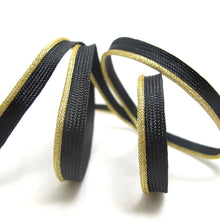 Charger l&#39;image dans la galerie, 5 Yards 3/8 Inch Gold and Black Braided Lip Cord Trim|Piping Trim|Pillow Trim|Cord Edge Trim|Upholstery Edging Trim