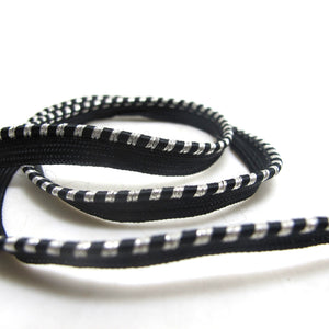 5 Yards 3/8 Inch Black and Silver Braided Lip Cord Trim|Piping Trim|Pillow Trim|Cord Edge Trim|Upholstery Edging Trim