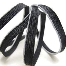 Load image into Gallery viewer, 5 Yards 3/8 Inch Black and Silver Thin Narrow Braided Lip Cord Trim|Piping Trim|Pillow Trim|Cord Edge Trim|Upholstery Edging Trim