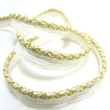 Load image into Gallery viewer, 5 Yards 3/8 Inch Metallic Gold Twisted Shiny Braided Lip Cord Trim|Piping Trim|Pillow Trim|Cord Edge Trim|Upholstery Edging Trim