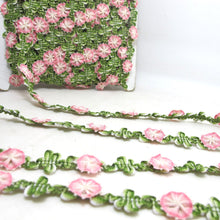 Load image into Gallery viewer, 2 Yards Pink Flowers Woven Rococo Ribbon Trim|Decorative Floral Ribbon|Scrapbook Materials|Clothing|Decor|Craft Supplies