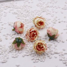 Load image into Gallery viewer, 5 Pieces 1 3/8 Inches Artificial Flowers|Rose Decor|Floral Hair Accessories|Wedding Bridal Decoration|Fake Flowers|Silk Roses|Wired Bouquet