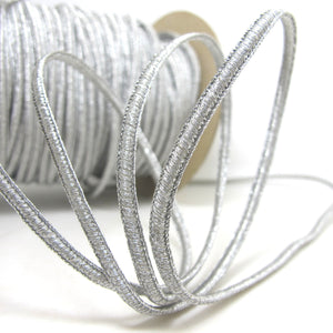 2 Yards 3/16 Inch Silver Threaded Woven Trim|Shiny Narrow Ribbon|Glittery Decorative Embellishment|Costume Clothing Edging|Sewing Supplies