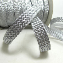 Charger l&#39;image dans la galerie, 1/2 Inch Silver Threaded Woven Trim|Shiny Narrow Ribbon|Glittery Decorative Embellishment|Costume Clothing Edging|Hair Sewing Supplies