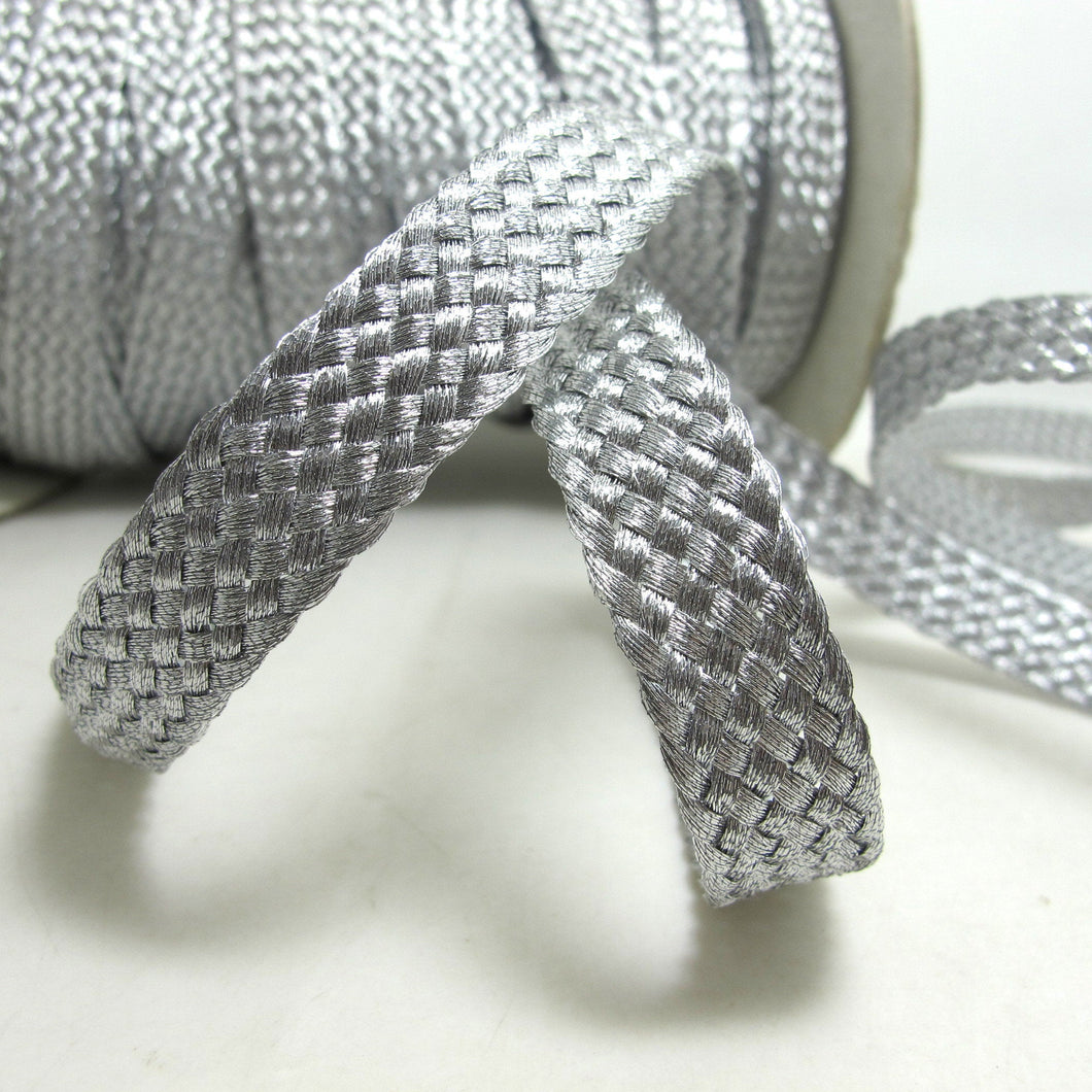 1/2 Inch Silver Threaded Woven Trim|Shiny Narrow Ribbon|Glittery Decorative Embellishment|Costume Clothing Edging|Hair Sewing Supplies