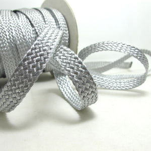 1/2 Inch Silver Threaded Woven Trim|Shiny Narrow Ribbon|Glittery Decorative Embellishment|Costume Clothing Edging|Hair Sewing Supplies