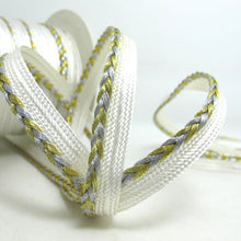 Load image into Gallery viewer, 3 Yards 3/8 Inch Gold and Silver Braided Lip Cord Trim|Piping Trim|Pillow Trim|Cord Edge Trim|Upholstery Edging Trim