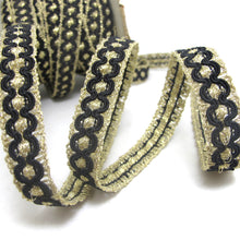 画像をギャラリービューアに読み込む, 2 Yards 5/8 Inch Black and Gold Braided Gimp Trim|Woven Trim|Woven Border Edging Trim|Costume Clothing Supplies|Home Decor Embellishment