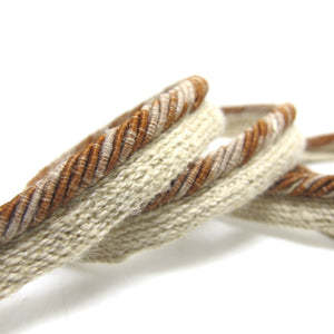 3 Yards 3/4 Inch Brown Linen Braided Lip Cord Trim|Twisted Piping Trim|Pillow Trim|Cord Edge Trim|Upholstery Edging Trim