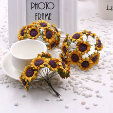 Load image into Gallery viewer, 3 Inches Sunflower Artificial Flowers|Rose Decor|Floral Hair Accessories|Wedding Bridal Decoration|Fake Flowers|Silk Roses|Wired Bouquet