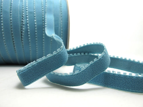 CLEARANCE|8 Yards 3/8 Inch Blue Picot Edge Decorative Pattern Lingerie Elastic|Headband Elastic|Skinny Narrow Stretch Lace|Bra Strap[EL106]