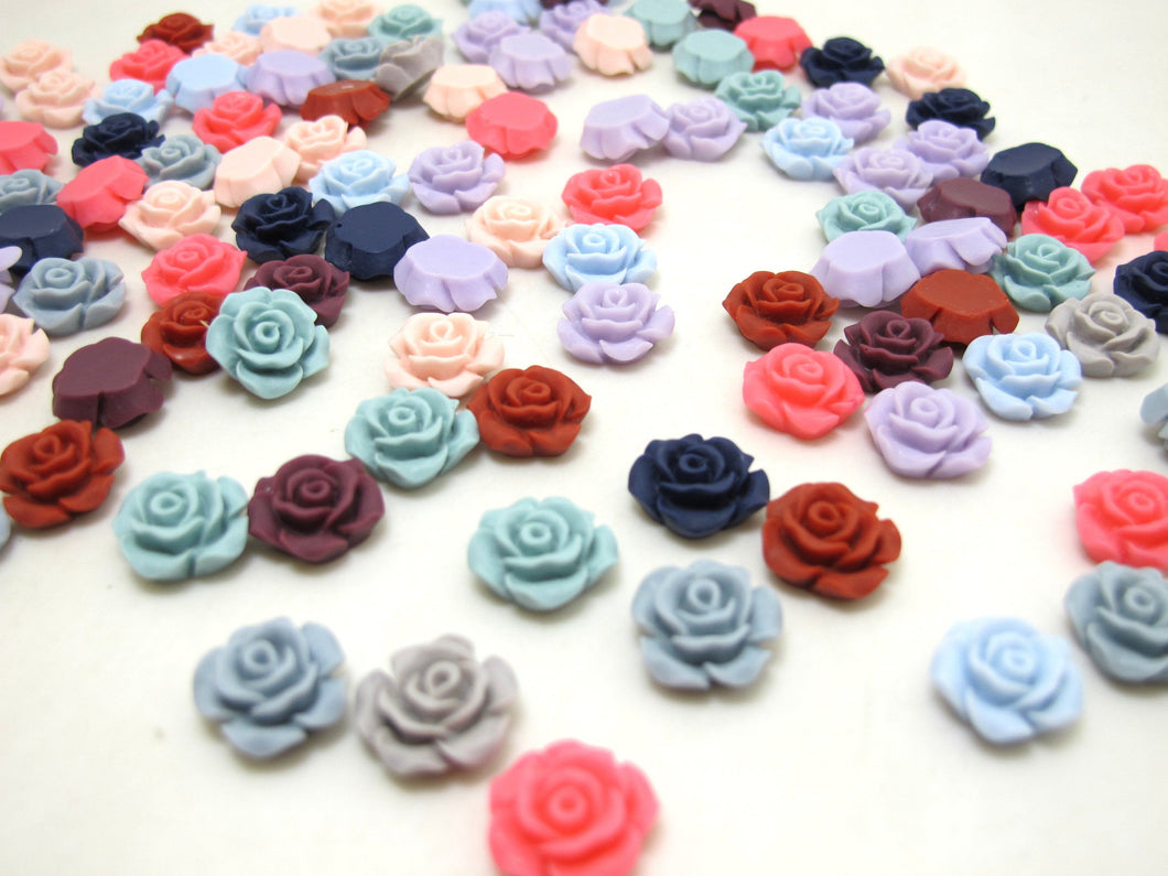 Mix of 50 Pieces of 1/2 Inch Acrylic Flower Button|No Hole|Flatback Button|Stick On Decoration|Accessory Jewelry Making|Craft supplies