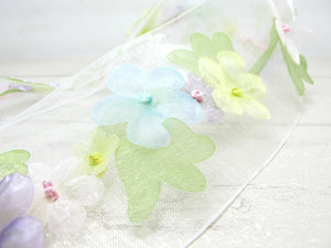 2 3/8 Inches Embroidered Floral Chiffon Organza Ribbon Trim|Clothing Belt|Floral Pattern|Unique|Special|Colorful|Craft Supplies DIY