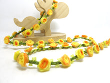 Load image into Gallery viewer, Special Edition|Compact Yellow and Orange Ombre Rose Buds on Green Woven Rococo Ribbon Trim|Decorative Floral Ribbon|Scrapbook|Clothing