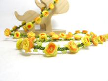 画像をギャラリービューアに読み込む, Special Edition|Compact Yellow and Orange Ombre Rose Buds on Green Woven Rococo Ribbon Trim|Decorative Floral Ribbon|Scrapbook|Clothing