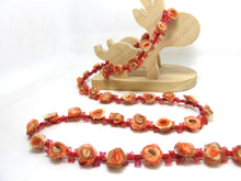画像をギャラリービューアに読み込む, Special Edition|Compact Orange Ombre Rose Buds on Red Woven Rococo Ribbon Trim|Decorative Floral Ribbon|Scrapbook|ClothingCraft Supplies