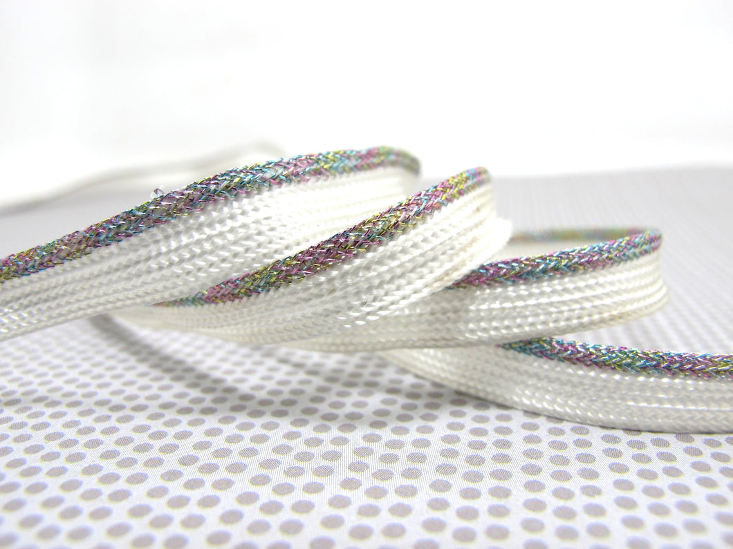 5 Yards 1/4 Inch Glittery Multi Color Braided Lip Cord Trim|Piping Trim|Pillow Trim|Cord Edge Trim|Upholstery Edging Trim