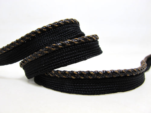5 Yards 3/8 Inch Black and Brown Twisted Braided Lip Cord Trim|Piping Trim|Pillow Trim|Cord Edge Trim|Upholstery Edging Trim