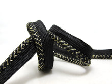 Load image into Gallery viewer, 5 Yards 1/2 Inch Black and Gold Braided Lip Cord Trim|Piping Trim|Pillow Trim|Cord Edge Trim|Upholstery Edging Trim