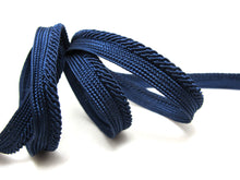 Load image into Gallery viewer, 5 Yards 3/8 Inch Navy Braided Lip Cord Trim|Piping Trim|Pillow Trim|Cord Edge Trim|Upholstery Edging Trim