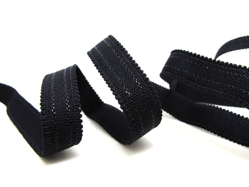 CLEARANCE|8 Yards 9/16 Inch Black Scallop Edge Decorative Pattern Lingerie Elastic|Headband Elastic|Skinny Narrow Stretch Bra Strap[EL167]