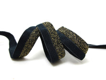画像をギャラリービューアに読み込む, CLEARANCE|8 Yards 9/16 Inch Black and Brown Glittery Decorative Pattern Foldable Lingerie Elastic|Headband Elastic|Bra Strap[EL166]