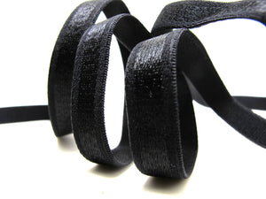 CLEARANCE|8 Yards 7/16 Inch Black Satin Shiny Decorative Pattern Lingerie Elastic|Headband Elastic|Skinny Narrow Stretch Bra Strap[EL165]