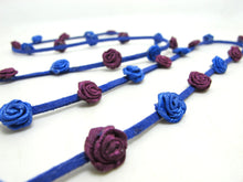 Load image into Gallery viewer, 3/8 Inch Blue and Purple Faux Suede Leather Rococo Trim|Floral Flower Trim|Trim for Edging|Accessories Making|Choker Bracelet DIY Supplies