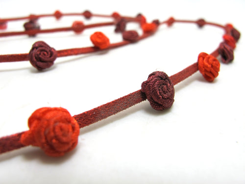 3/8 Inch Burgundy and Red Faux Suede Leather Rococo Trim|Floral Flower Trim|Trim for Edging|Accessories Making|Choker Bracelet DIY Supplies