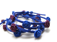 Charger l&#39;image dans la galerie, 3/8 Inch Blue and Purple Faux Suede Leather Rococo Trim|Floral Flower Trim|Trim for Edging|Accessories Making|Choker Bracelet DIY Supplies