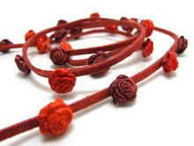 Charger l&#39;image dans la galerie, 3/8 Inch Burgundy and Red Faux Suede Leather Rococo Trim|Floral Flower Trim|Trim for Edging|Accessories Making|Choker Bracelet DIY Supplies