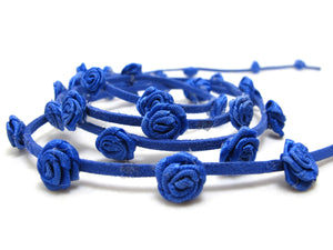 3/8 Inch Blue Faux Suede Leather Rococo Trim|Floral Flower Trim|Trim for Edging|Accessories Making|Choker Bracelet DIY Supplies