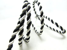 Load image into Gallery viewer, CLEARANCE|5 Yards 4mm Black and White Twist Cord Rope Trim|Craft Supplies|Scrapbook|Decoration|Hair Supplies|Embellishment|Shiny Glittery
