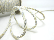 画像をギャラリービューアに読み込む, CLEARANCE|5 Yards 4mm Silver and White Twist Cord Rope Trim|Craft Supplies|Scrapbook|Decoration|Hair Supplies|Embellishment|Shiny Glittery