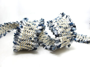 1 3/16 Inch Dark Blue Multicolored Glittery Flag Yarn Novelty Trim|Woven Knitted Trim|Decorative Embellishment|Hairband Accessories Making