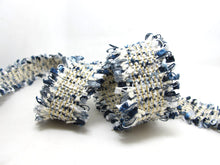 画像をギャラリービューアに読み込む, 1 3/16 Inch Dark Blue Multicolored Glittery Flag Yarn Novelty Trim|Woven Knitted Trim|Decorative Embellishment|Hairband Accessories Making