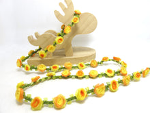 Charger l&#39;image dans la galerie, Special Edition|Compact Yellow and Orange Ombre Rose Buds on Green Woven Rococo Ribbon Trim|Decorative Floral Ribbon|Scrapbook|Clothing