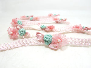 2 Yards Pink Woven Rococo Ribbon Trim|Decorative Floral Ribbon|Scrapbook Materials|Clothing|Decor|Craft Supplies