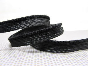 5 Yards 3/8 Inch Black Shiny Braided Lip Cord Trim|Piping Trim|Pillow Trim|Cord Edge Trim|Upholstery Edging Trim