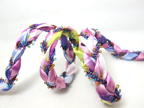 15mm Purple Color Hand Braided Polyester Ribbon Trim|Floral Picot Edge Braid|Headband Ribbon|Hair Accessories DIY Supplies|Passementerie