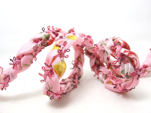 15mm Pink Color Hand Braided Polyester Ribbon Trim|Floral Picot Edge Braid|Headband Ribbon|Hair Accessories DIY Supplies|Passementerie
