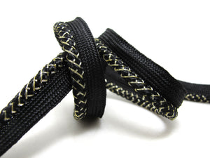 5 Yards 1/2 Inch Black and Gold Braided Lip Cord Trim|Piping Trim|Pillow Trim|Cord Edge Trim|Upholstery Edging Trim