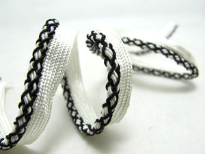 5 Yards 3/8 Inch Black and White Braided Lip Cord Trim|Piping Trim|Pillow Trim|Cord Edge Trim|Upholstery Edging Trim