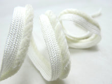 Load image into Gallery viewer, 5 Yards 3/8 Inch Ivory Velvet Chenille Furry Braided Lip Cord Trim|Piping Trim|Pillow Trim|Cord Edge Trim|Upholstery Edging Trim