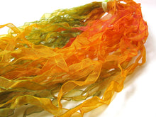 Charger l&#39;image dans la galerie, 100 Yards 6mm Ombre Orange Green Chiffon Trim|Narrow Organza Ribbon|Flower Scrapbook DIY Supplies|Gift Packaging Decoration