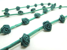 Load image into Gallery viewer, 3/8 Inch Green Faux Suede Leather Rococo Trim|Floral Flower Trim|Trim for Edging|Accessories Making|Choker Bracelet DIY Supplies